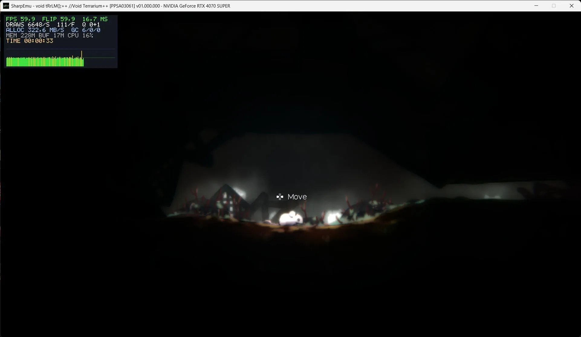 The Void Terrarium running on SharpEmu